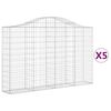 vidaXL Gabionkurver buede 5 stk 200x30x120/140 cm galvanisert jern