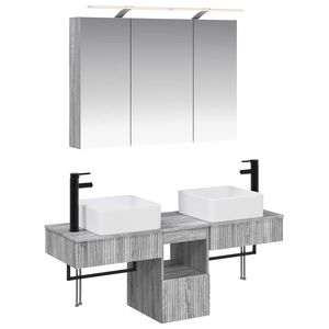 vidaXL Baderomsskapsett 4 pcs Gr&aring; Sonoma 100 x 14,5 x 70 cm