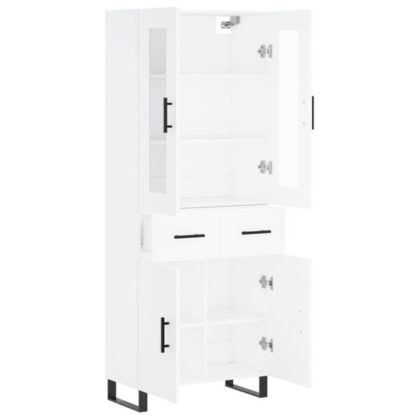 vidaXL Highboard hvit 69,5x34x180 cm konstruert tre