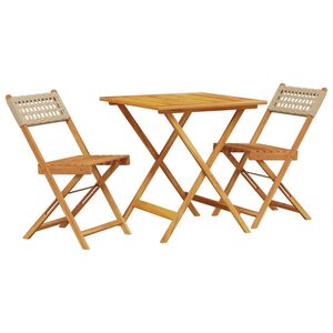 vidaXL Bistrosett 3 deler beige polyrotting og heltre