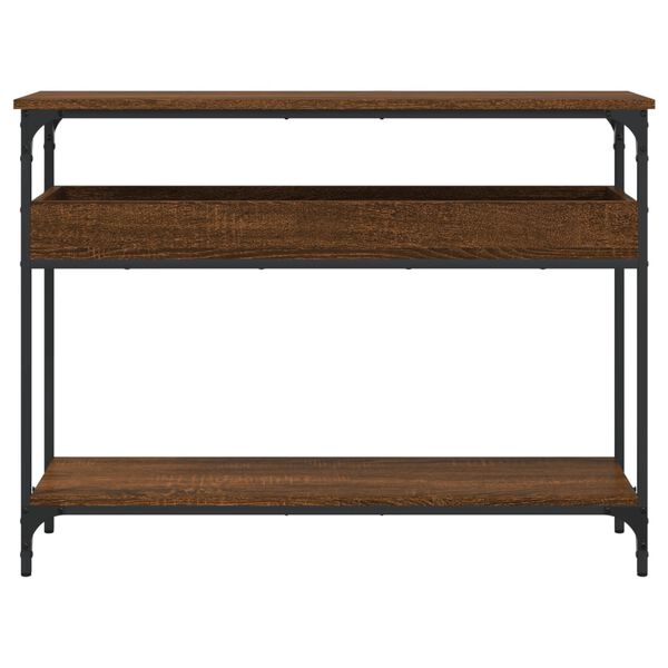 vidaXL Konsollbord med hylle brun eik 100x29x75 cm konstruert tre