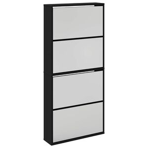 vidaXL Skoskap med speil 4 lag svart 63x17x134 cm