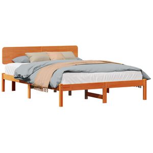 vidaXL Sengestamme med hodegjerde Vokset Brun 200 x 200 cm Massiv furu