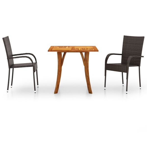 vidaXL Utend&oslash;rs spisestue 3 deler brun