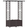 vidaXL Hevet Bed med Trellis og Tak Brun 124,5 x 40 x 136 cm PP