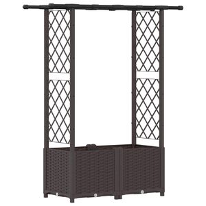 vidaXL Hevet Bed med Trellis og Tak Brun 124,5 x 40 x 136 cm PP