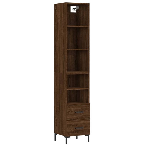 vidaXL Highboard brun eik 34,5x34x180 cm konstruert tre