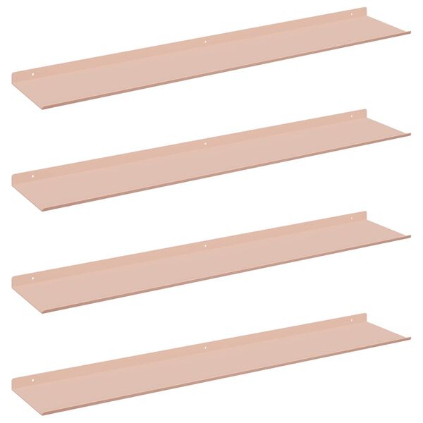 vidaXL Flytende hylle Veggmontert 4 pcs Rosa 100 x 18 x 2,5 cm St&aring;l