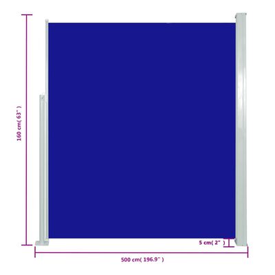 vidaXL Uttrekkbar sidemarkise 160 x 500 cm blå