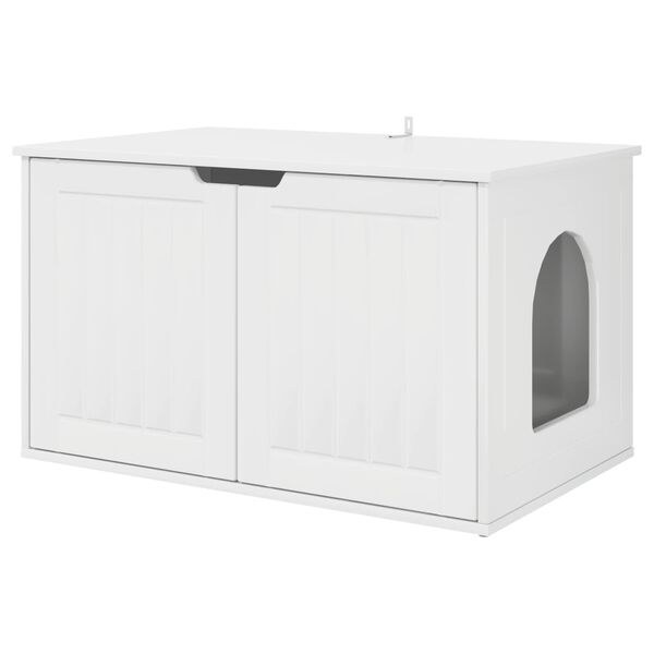 vidaXL Katt Hus Glanset Hvit 85 x 55 x 50,5 cm Konstruert tre