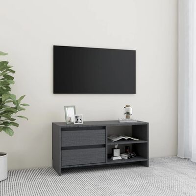 vidaXL TV-benk 80x31x39 cm heltre furu grå