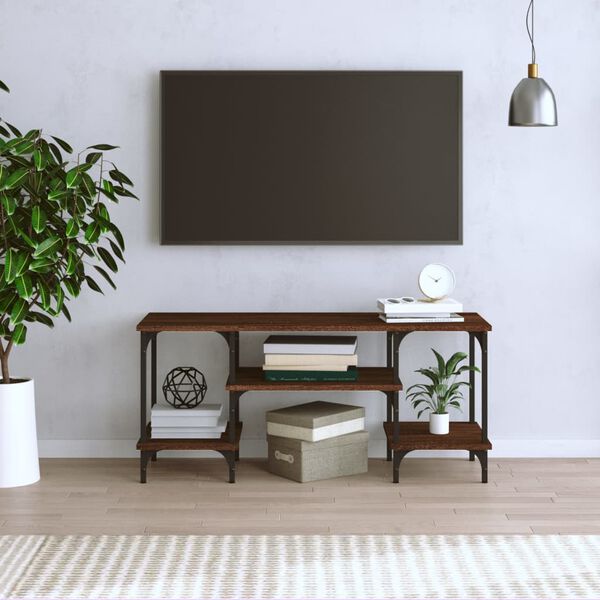 vidaXL TV-benk brun eik 102x35x45,5 cm konstruert tre