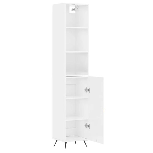 vidaXL Highboard h&oslash;yglans hvit 34,5x34x180 cm konstruert tre