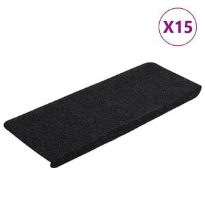 vidaXL Selvklebende trappematter 15 stk 65x24,5x3,5 cm svart