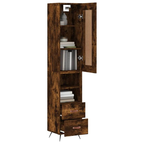 vidaXL Highboard r&oslash;kt eik 34,5x34x180 cm konstruert tre