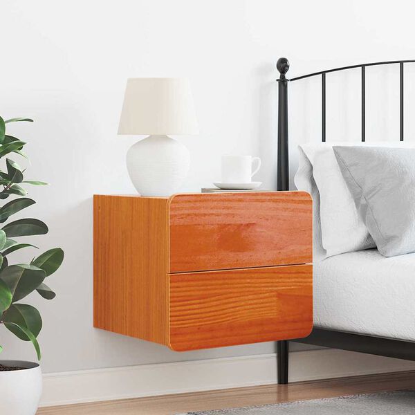 vidaXL Nattbord med skuff Vokset Brun 39 x 34 x 33 cm Heltre furu