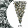 vidaXL Opp-ned kunstig hengslet juletre 150 cm 150 LED-lys Varmhvit