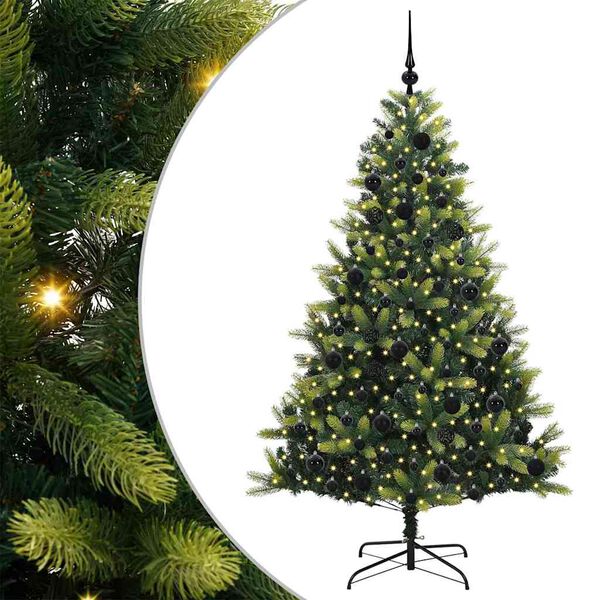 vidaXL Kunstig leddet juletre med 300 LED-lamper gr&oslash;nn 180 cm