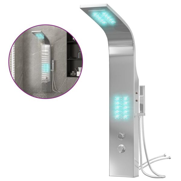 vidaXL Dusjpanel rustfritt st&aring;l buet