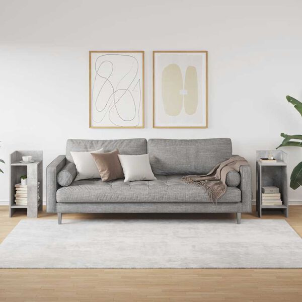 vidaXL Sidebord 2 stk med hylle betonggrå 25,5x27x60 cm