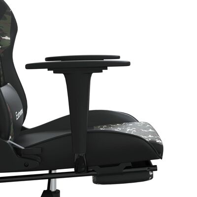 vidaXL Gamingstol med fotstøtte svart og kamuflasje kunstskinn