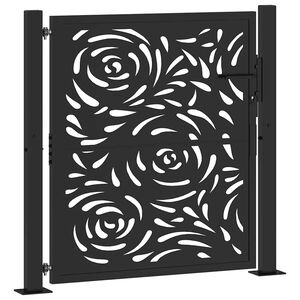 vidaXL Hageport svart 100x100 cm st&aring;l flammedesign