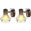 Vegglamper med LED-gl&oslash;dep&aelig;rer 2 stk industriell stil tr&aring;dramme svart