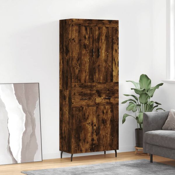 vidaXL Highboard r&oslash;kt eik 69,5x34x180 cm konstruert tre