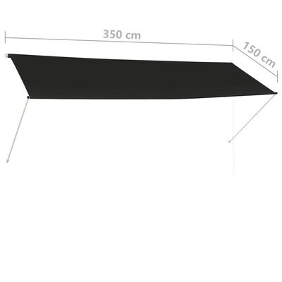 vidaXL Uttrekkbar markise 350x150 cm antrasitt