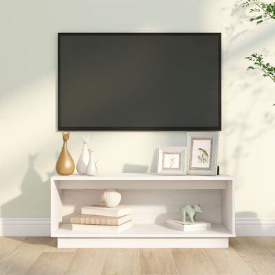 vidaXL TV-benk hvit 90x35x35 cm heltre furu