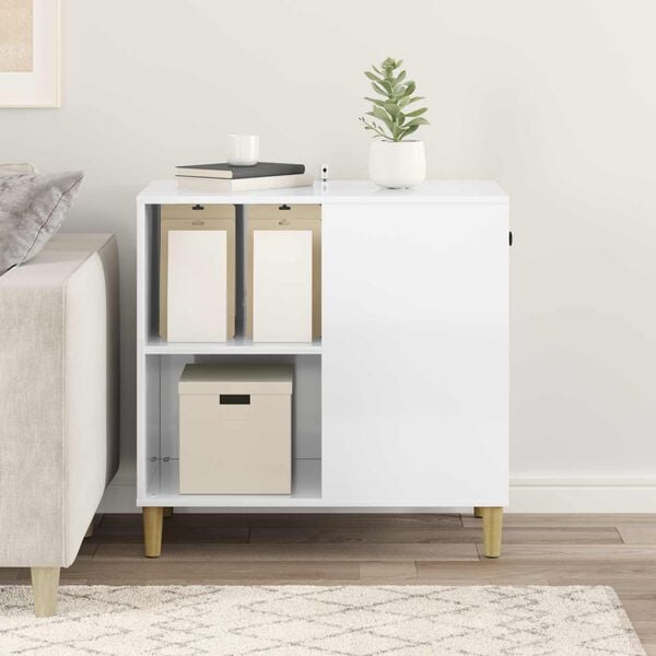 vidaXL Katt Hus Glanset Hvit 72 x 42.5 x 70 cm Konstruert tre