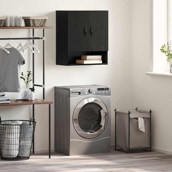 vidaXL Vegghengt skap Svart Eik 60 x 31 x 70 cm Konstruert tre