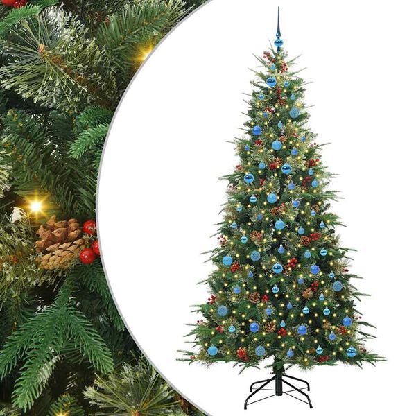 vidaXL Kunstig sammensatt juletre med 300 LED gr&oslash;nn 240 cm PE og PVC