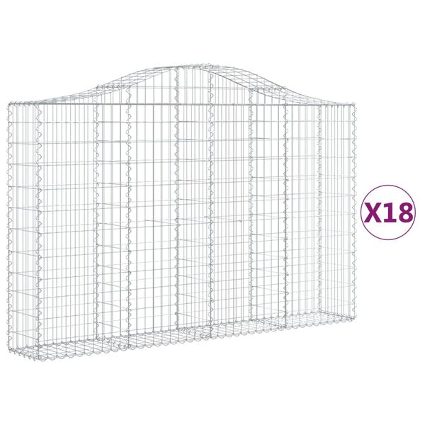 vidaXL Gabionkurver buede 18 stk 200x30x120/140 cm galvanisert jern