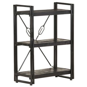 vidaXL Bokhylle 3 etasjer svart 60x30x80 cm heltre mango