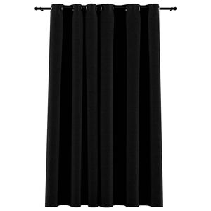 vidaXL Lystett gardin med maljer og lin-design svart 290x245 cm
