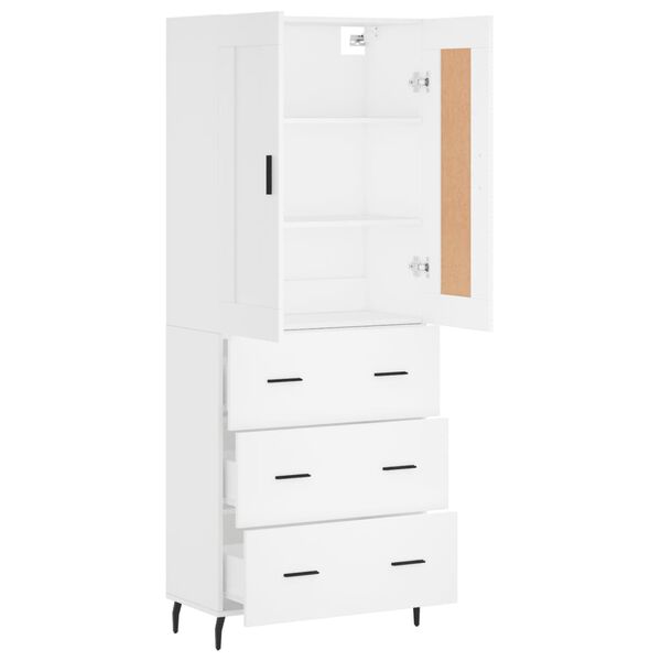 vidaXL Highboard hvit 69,5x34x180 cm konstruert tre