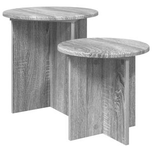 vidaXL Sidebordssett med lagring 2 pcs Gr&aring; sonoma Konstruert tre