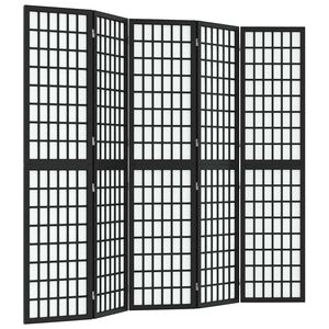 vidaXL Sammenleggbar romdeler 5 paneler japansk stil 200x170 cm svart
