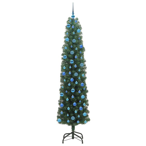 vidaXL Kunstig juletre med 300 LED gr&oslash;nn 240 cm PVC og st&aring;l og plast
