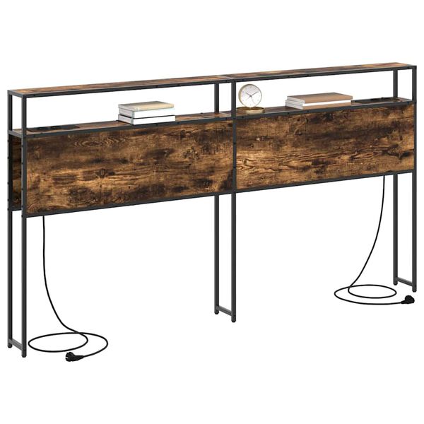 vidaXL Lagringshodegavl med hylle R&oslash;kt eik 200 cm Konstruert tre