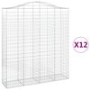 vidaXL Gabionkurver buede 12 stk 200x50x220/240 cm galvanisert jern