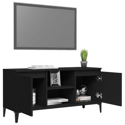 vidaXL TV-benk med metallben svart 103,5x35x50 cm