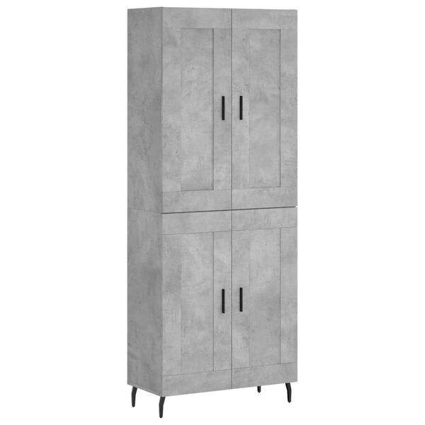vidaXL Highboard betonggr&aring; 69,5x34x180 cm konstruert tre