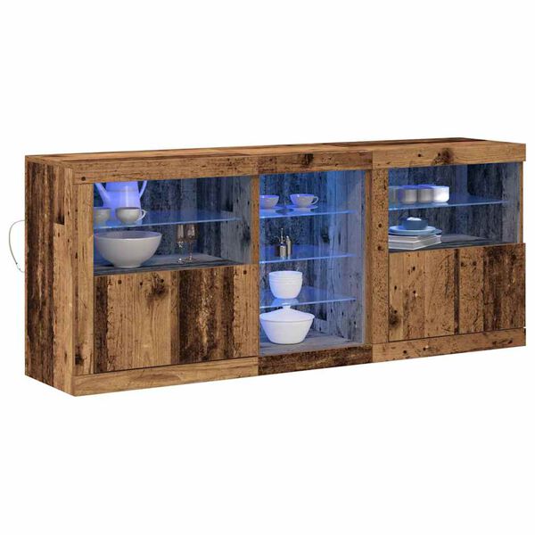 vidaXL LED sideboard Gammelt tre 162 x 37 x 67 cm Konstruert tre