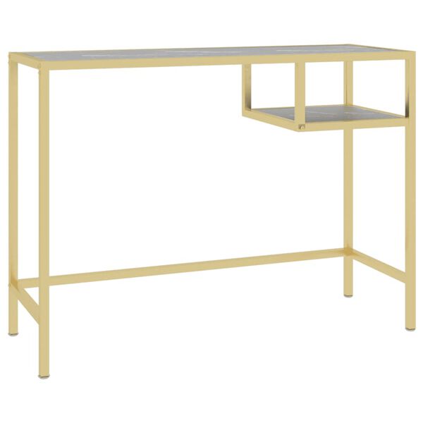 vidaXL Databord svart marmor 100x36x74 cm herdet glass