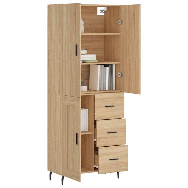 vidaXL Highboard sonoma eik 69,5x34x180 cm konstruert tre