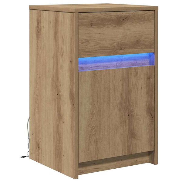 vidaXL LED Nattbordskap artisan eik 38 x 34 x 61 cm Konstruert tre
