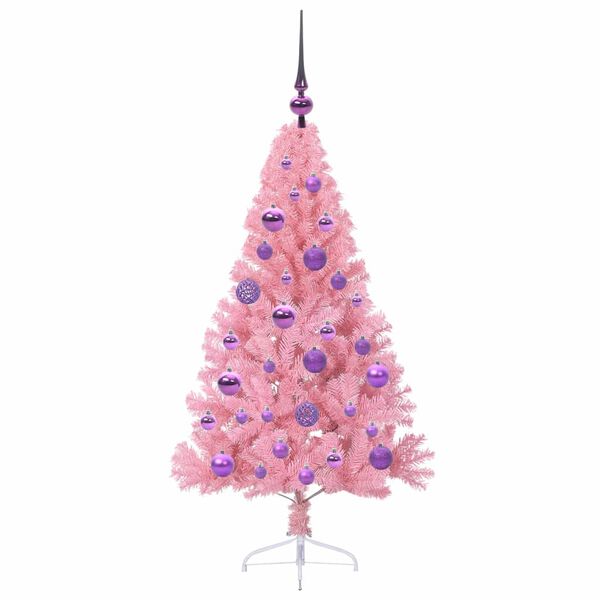 vidaXL Kunstig Forh&aring;ndsopplyst Juletre med 150 LED Rosa 120 cm PVC