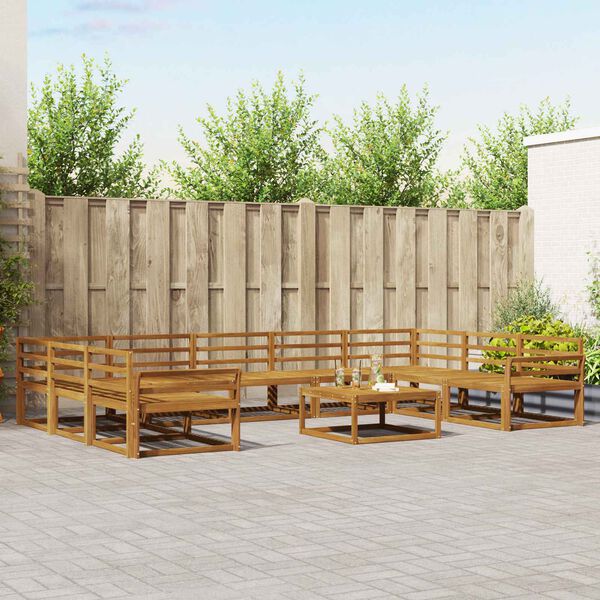 vidaXL Utend&oslash;rs sofa-sett 10 pcs Naturlig Solid akasietre